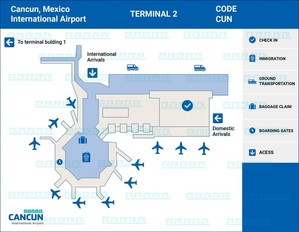 Carte de l'aéroport de Cancún