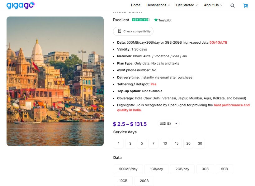 India eSIM by Gigago is alternative to BSNL SIM card