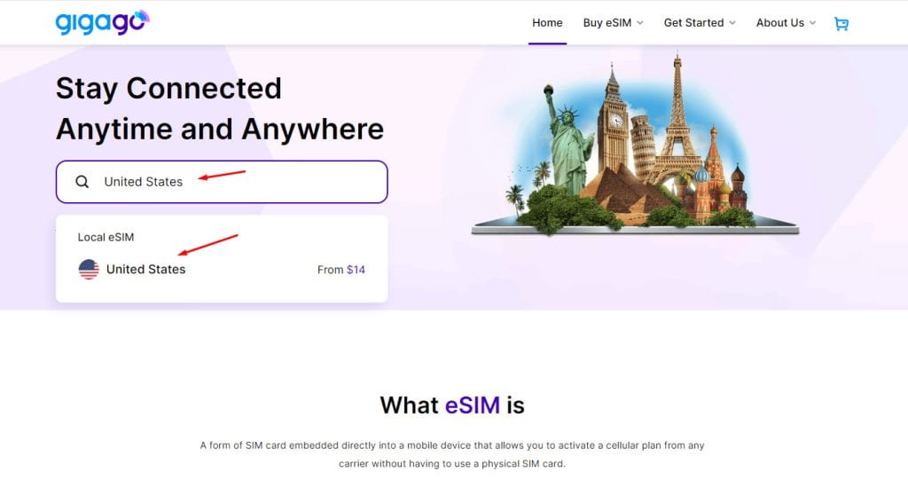 Buy eSIM from eSIM provider - Gigago