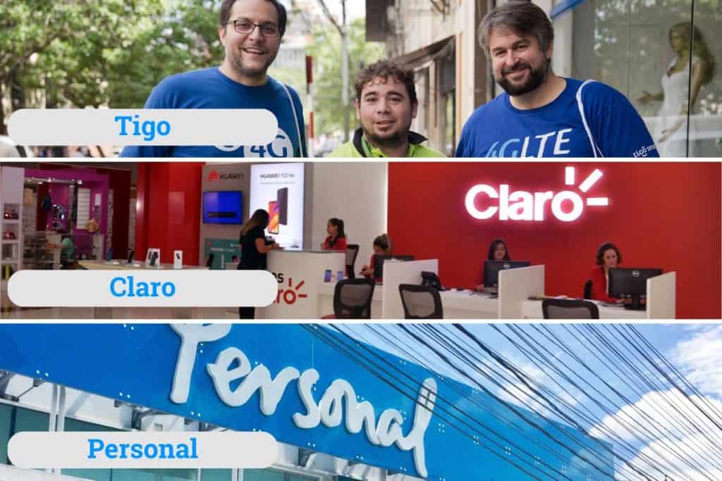 Tigo, Claro and Personal are the biggest mobile network providers in Asunción