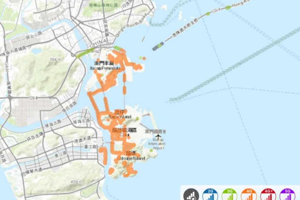 Three coverage map in Macau