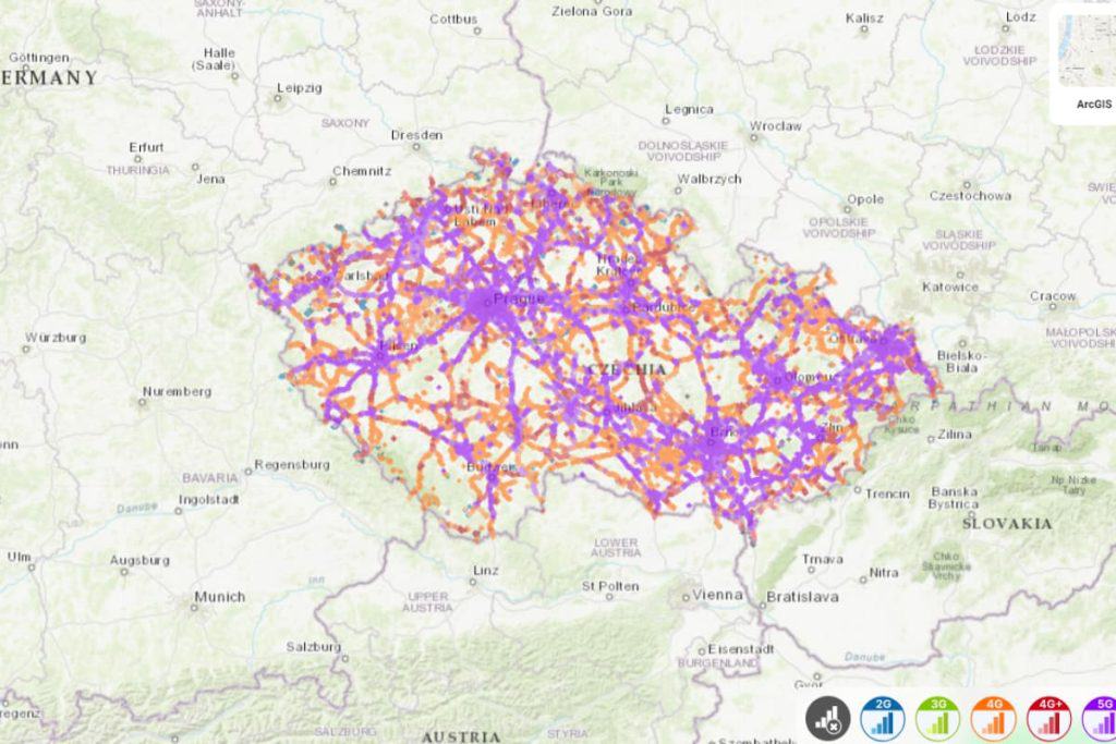 Vodafone coverage map in Czech (source: nPerf)