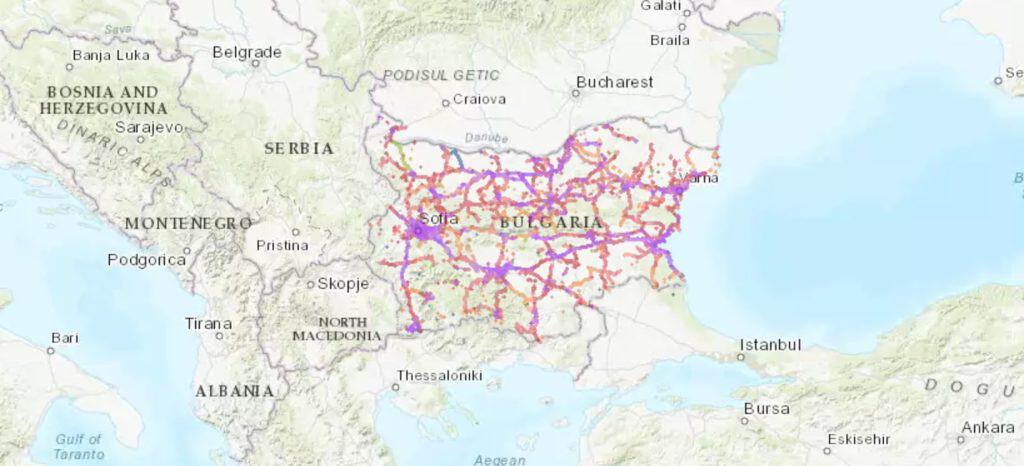 a1 bulgaria mobile coverage map (Source: nPerf)