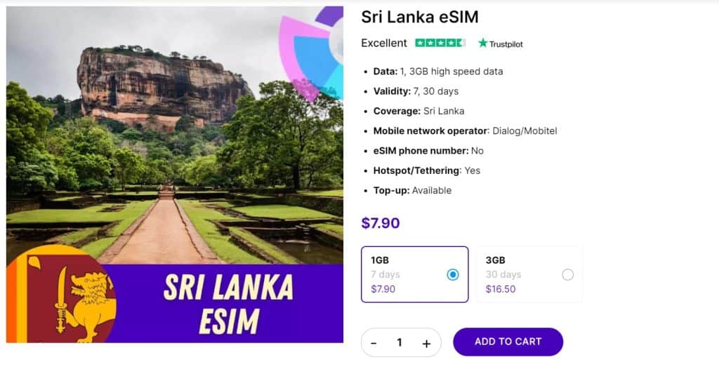 Gigago Sri Lanka SIM Card packages
