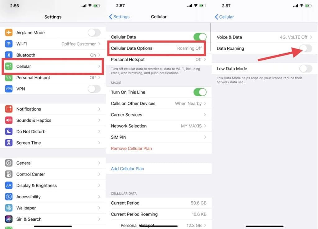 how to turn off international roaming on iphones