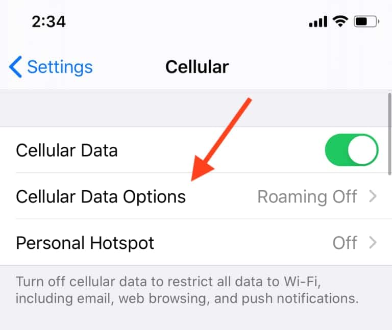 Turnig off data roaming is easy