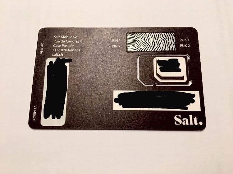 Some information on Salt SIM Card