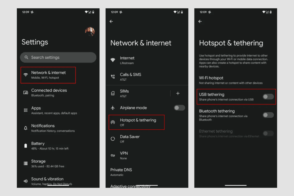 how to set up mobile hotspot on Android - use USB tethering