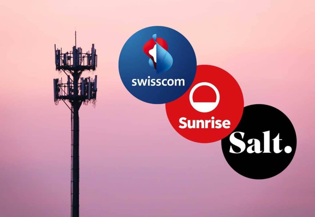 Three popular mobile operators in Switzerland