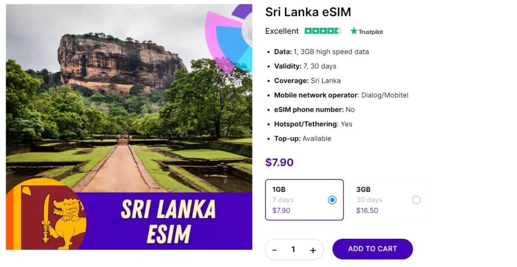 Gigago Sri Lanka SIM Card packages