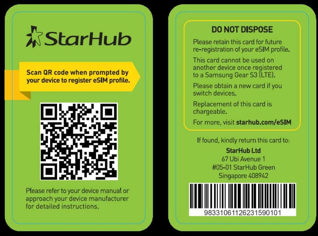 Starhub's instructions on how to activate SIM Card