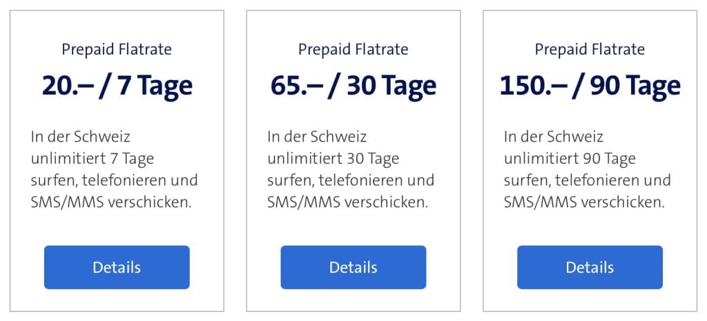 Flatrate Swisscom packages