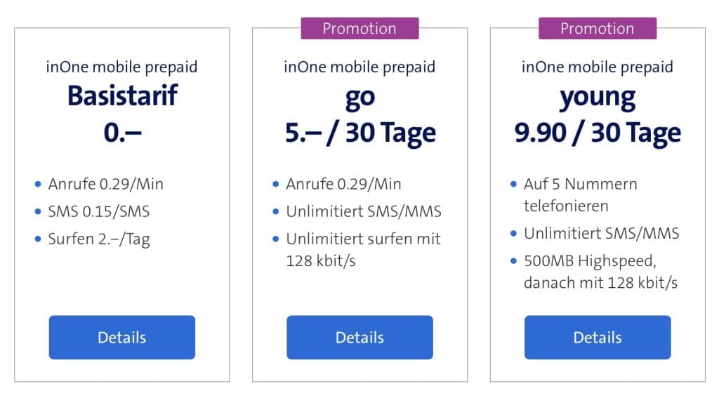 InOne Swisscom packages