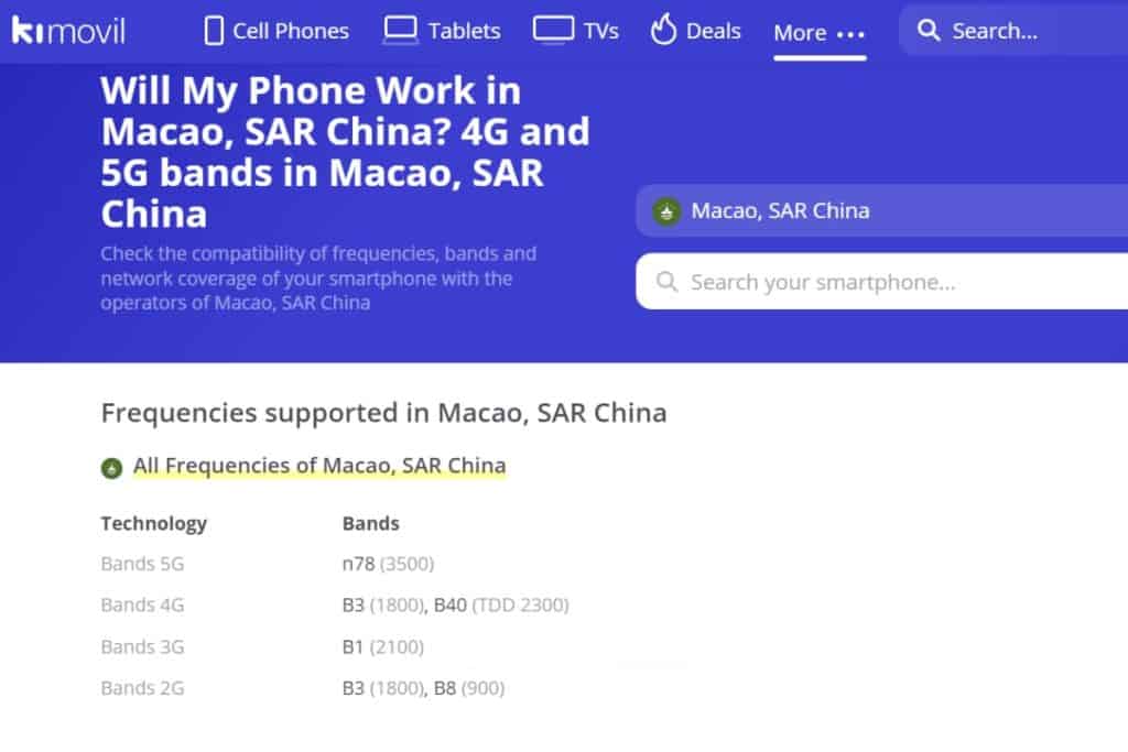 Your phone will work in Macau