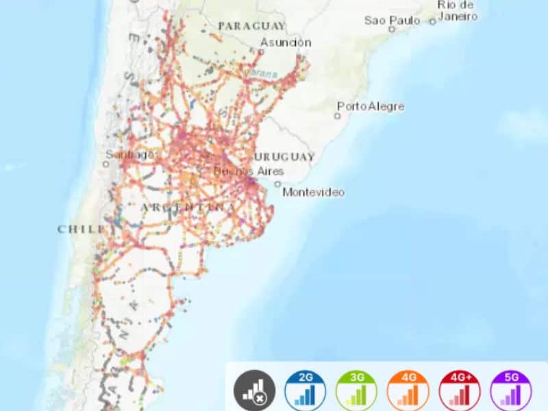 Claro has good and fairly uniform coverage in Argentina