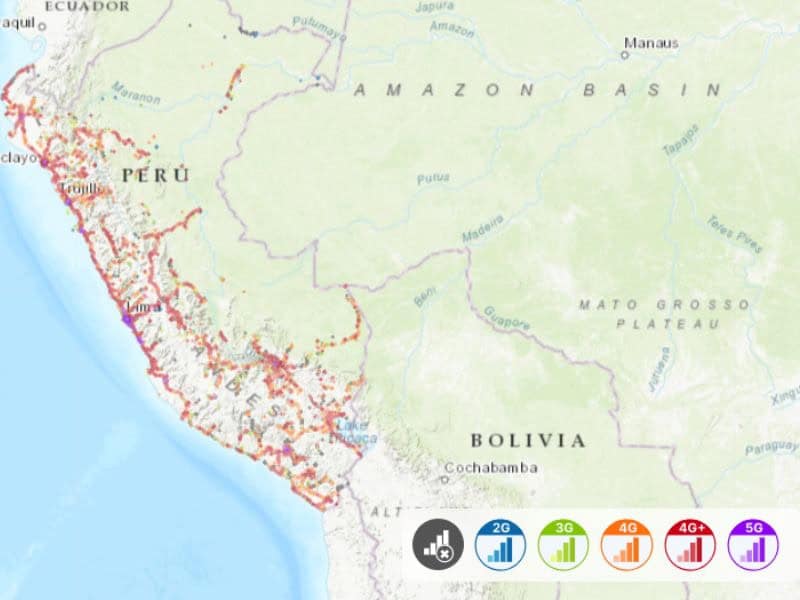 Claro's coverage area is in Peru