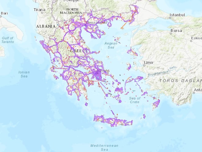 Cosmote coverage in Greece