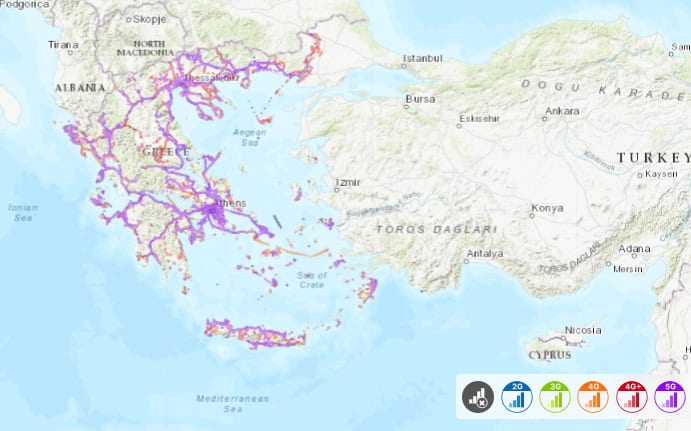 Nova coverage map in Greece
