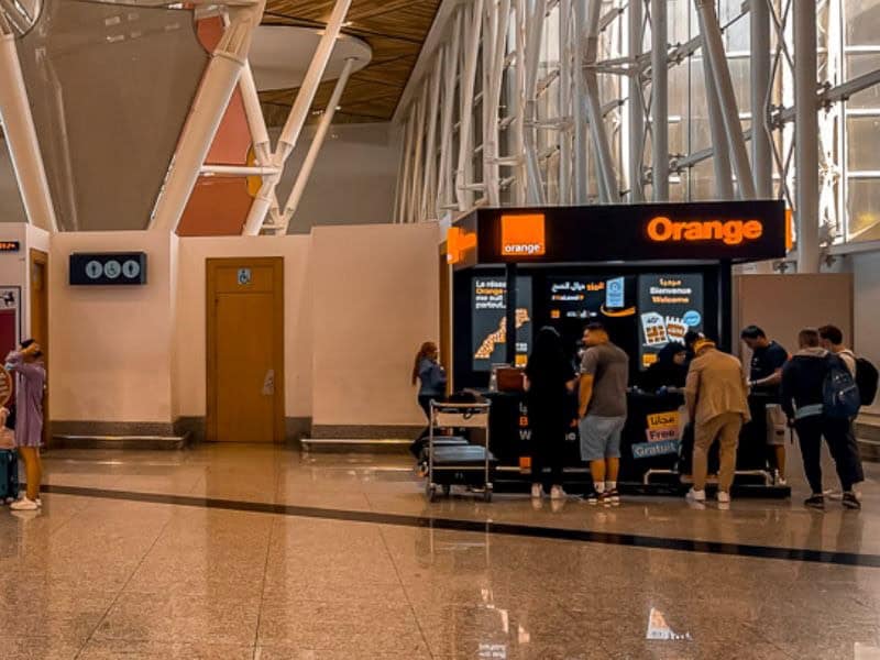 Orange Morocco's kiosk is easily visible at Marrakech airport