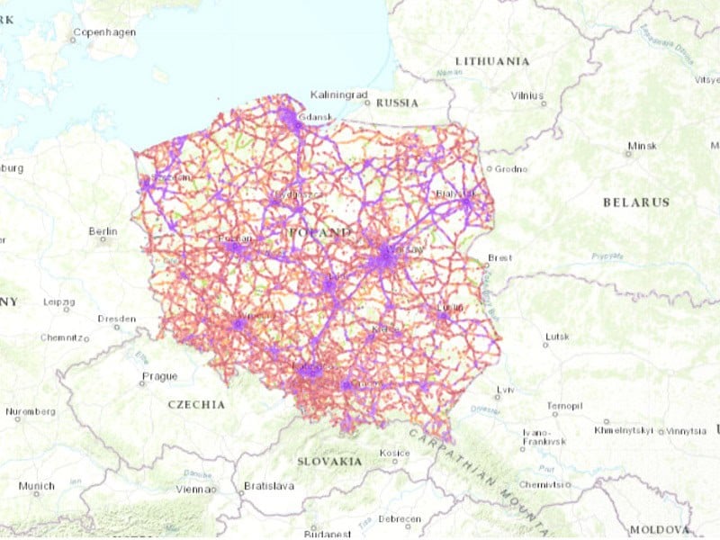 Orange provides wide coverage throughout Poland