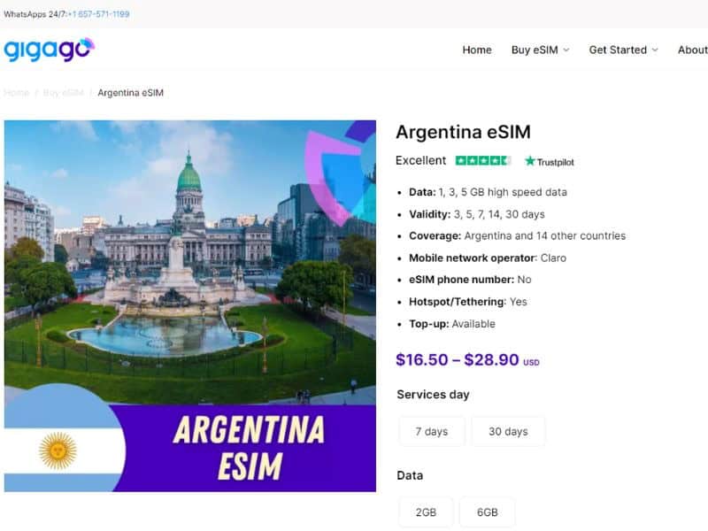 eSIM Argentina with high-speed data levels