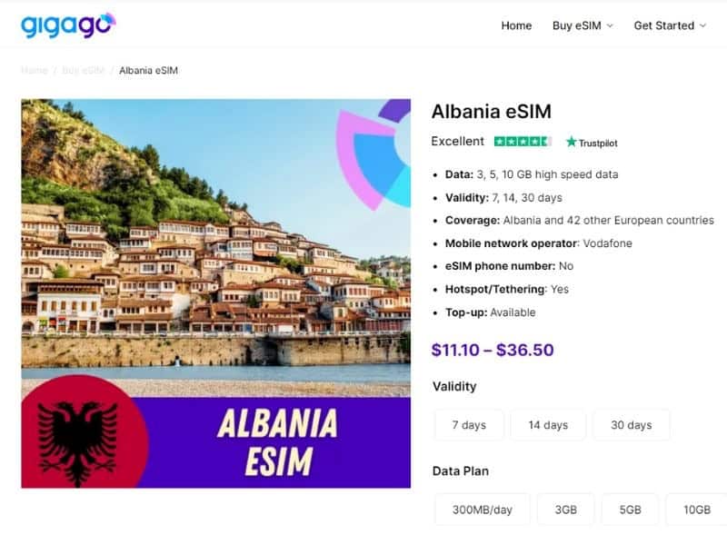 eSIM for visitors to Albania