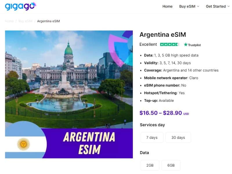 eSIM is available to travelers to Argentina with compatible devices