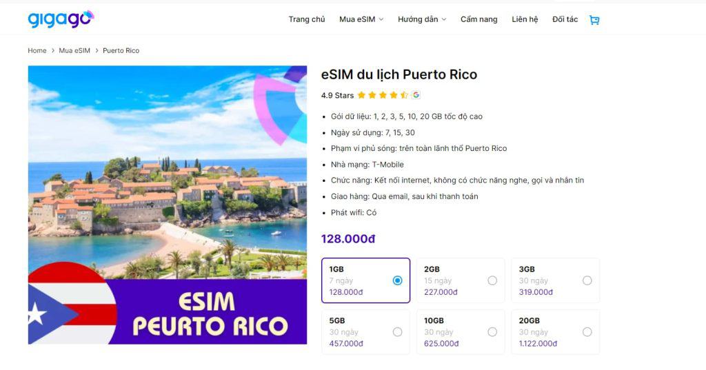 Gigago provides eSIM for tourists in Puerto Rico