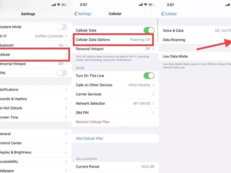 Turn off data roaming on IOS phones