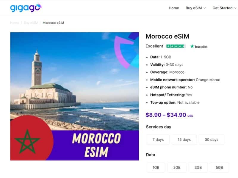 Morocco eSIM at low cost