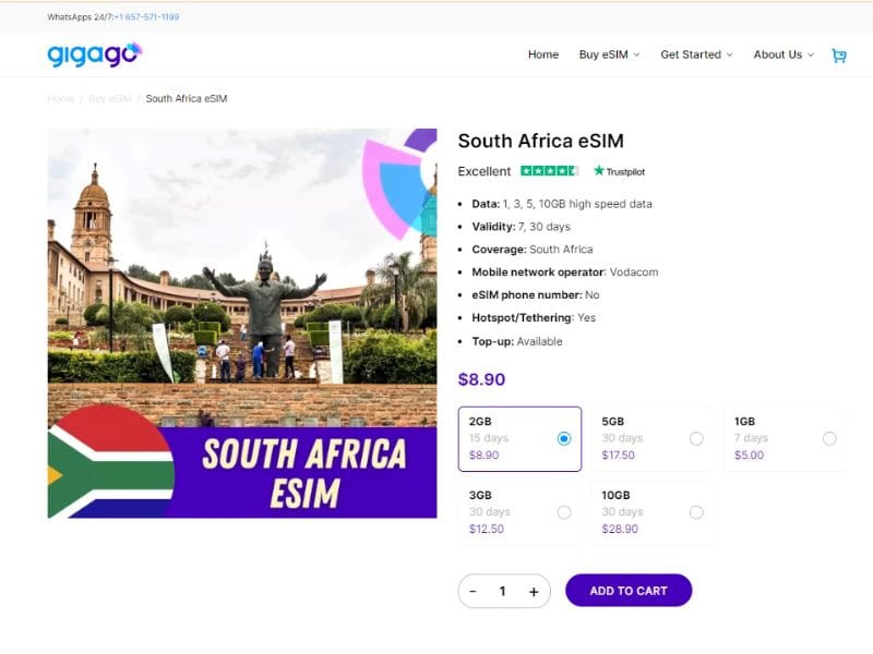 eSIM South Africa has preferential costs