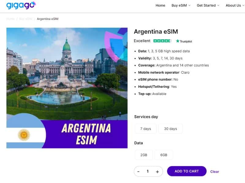 eSIM Argentina from network operator Claro