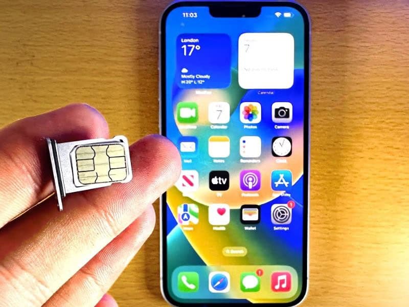 The physical SIM card needs to be inserted into the slot on the mobile device