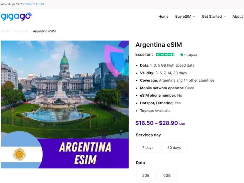 eSIM for tourists to Argentina