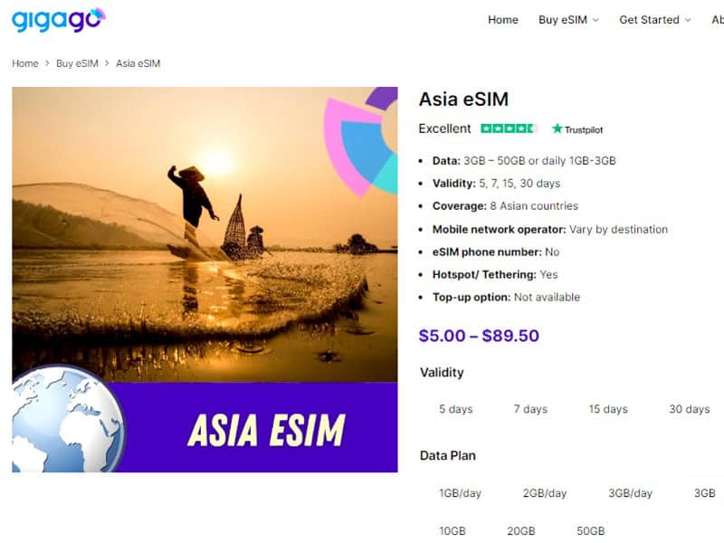 GIgago eSIM for Asia