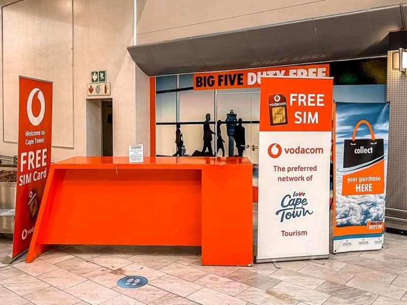 Kiosque de réseau à l'aéroport du Cap