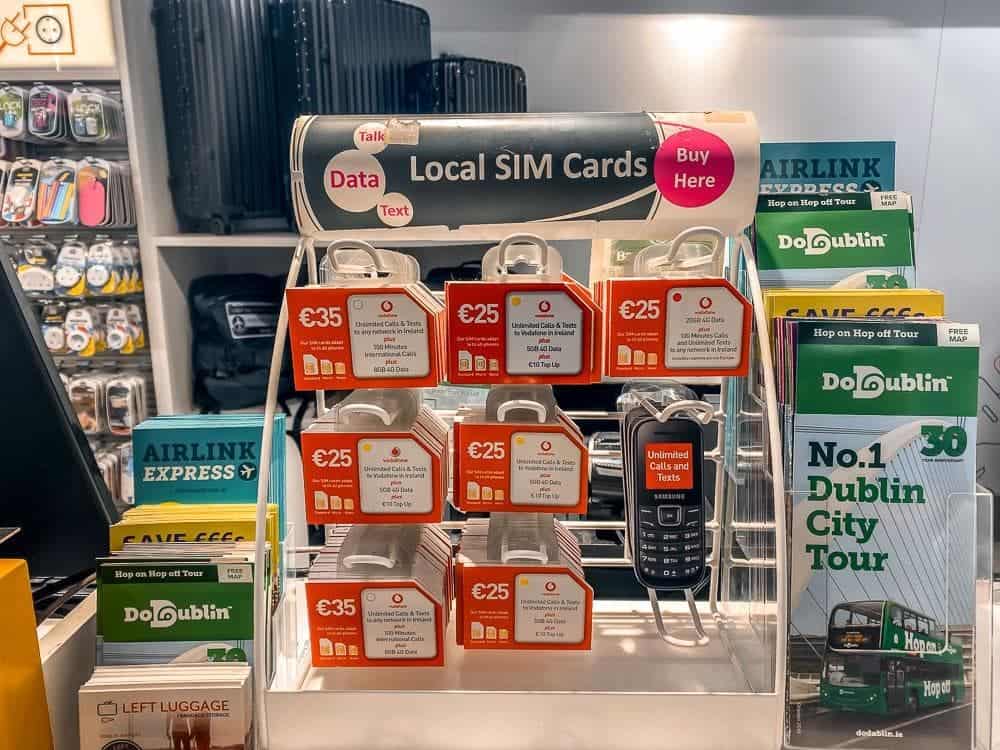 A location sells Ireland SIM Card in Dublin Airport