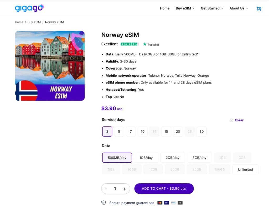 norway esim gigago