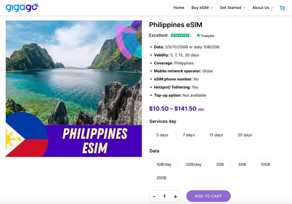 esim the philippines gigago