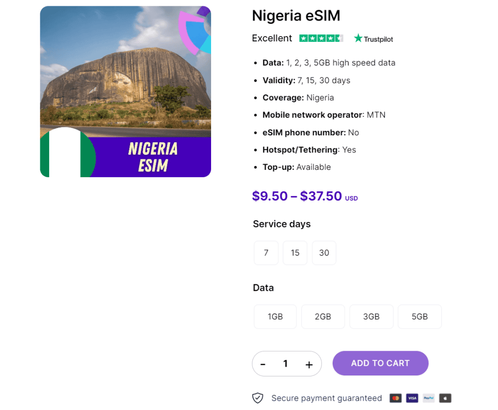 Gigago eSIM is the easiest way to have mobile internet in Nigeria.