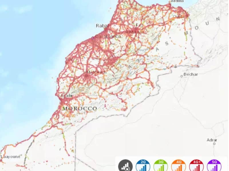 The most widely used network operator is Morocco Telecom
