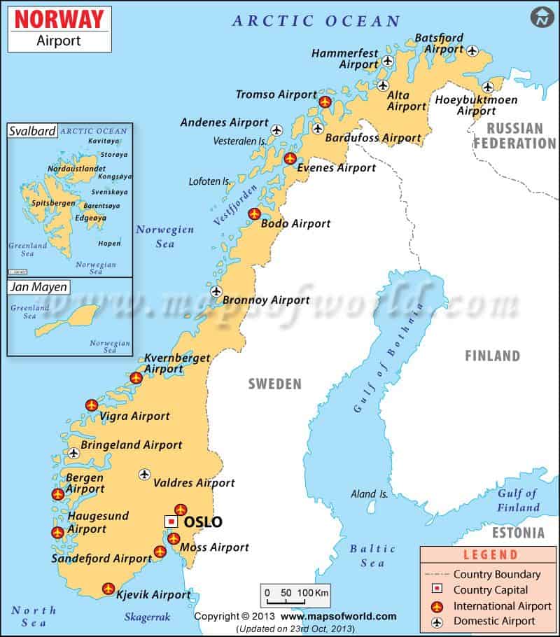 Norway Airport Map