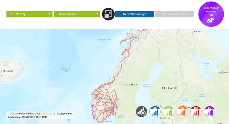 Telenor Coverage Map in Norway