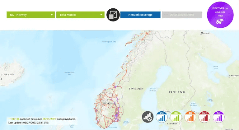 Telia Coverage Map in Norway