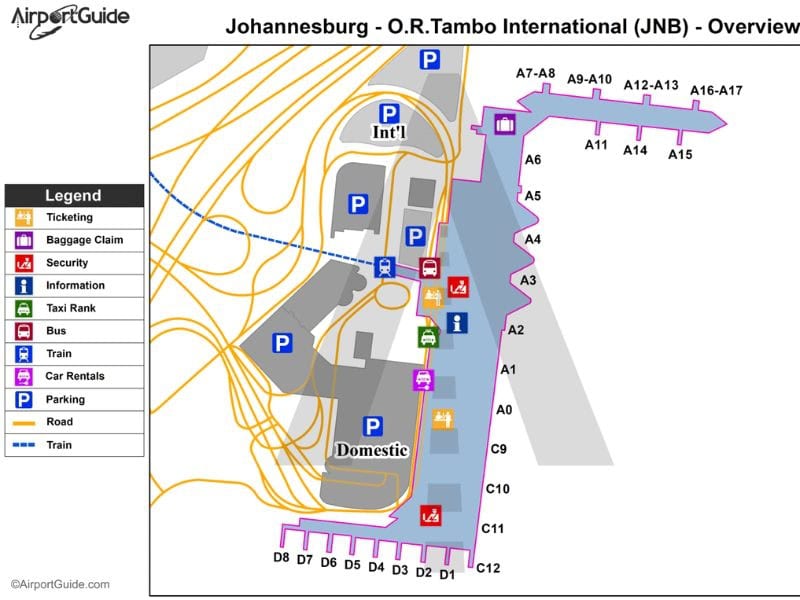 Map of O.R. Tambo International Airport