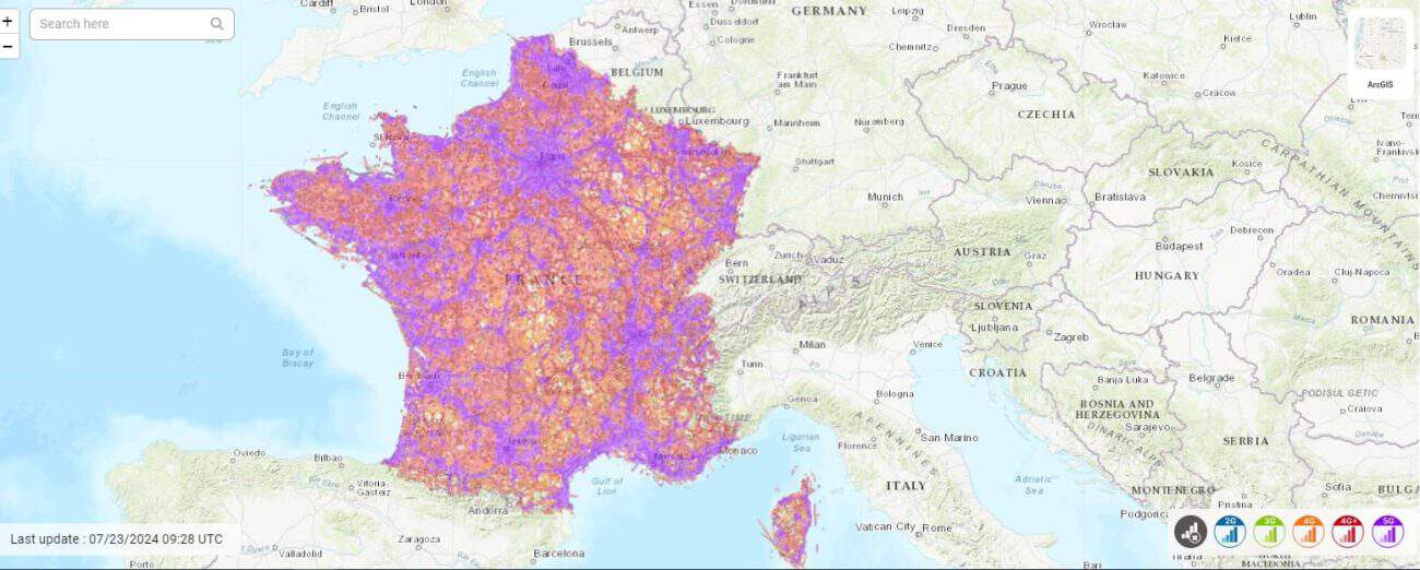 Orange coverage map in France