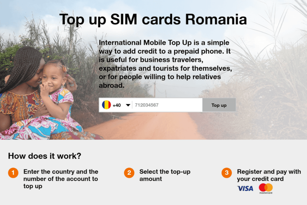 You can top-up your travel Orange Romania SIM & eSIM on their official website