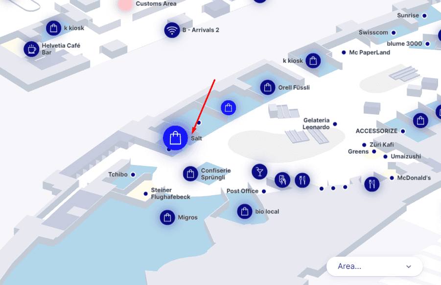 Salt map store at Zurich airport