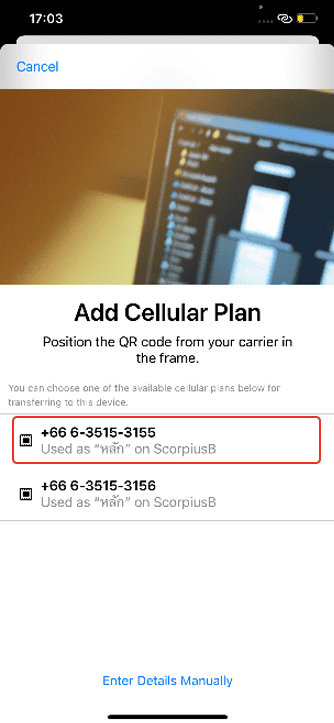 Signs your carrier support eSIM Quick transfer