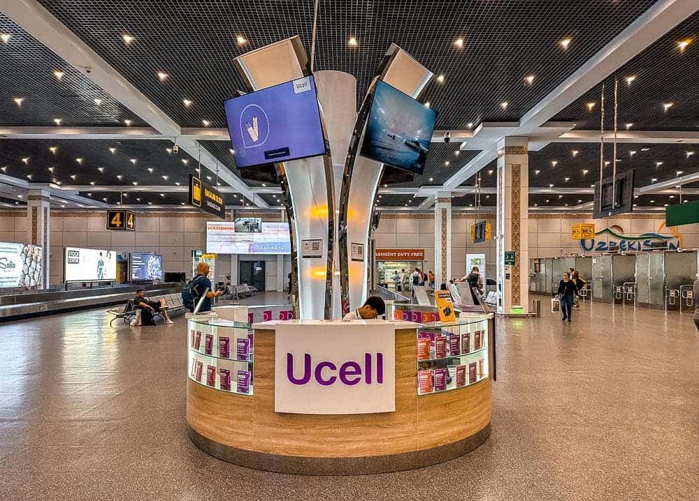 The Ucell kiosk in Tashkent Airport